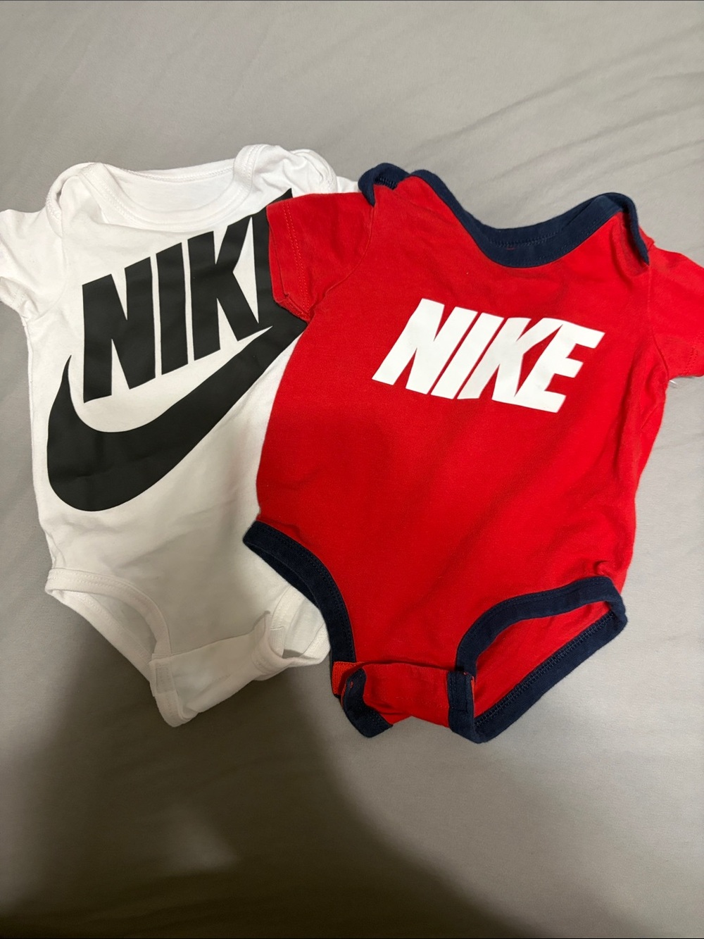 Nike Infant Bodysuit Bundle - Red with Navy Trim & White with Black Logo
